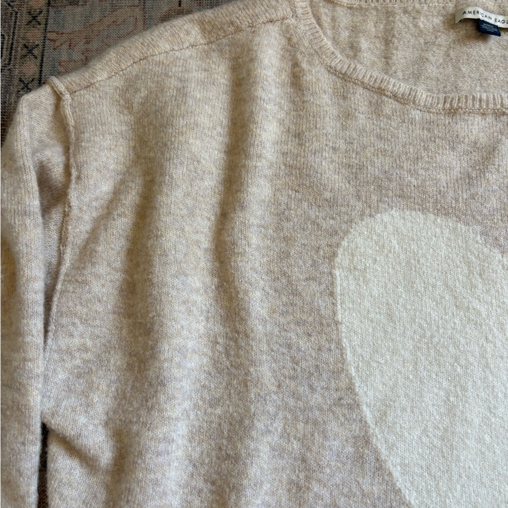 American Eagle Outfitters Cream Sweater with White Heart - Picture 2 of 5